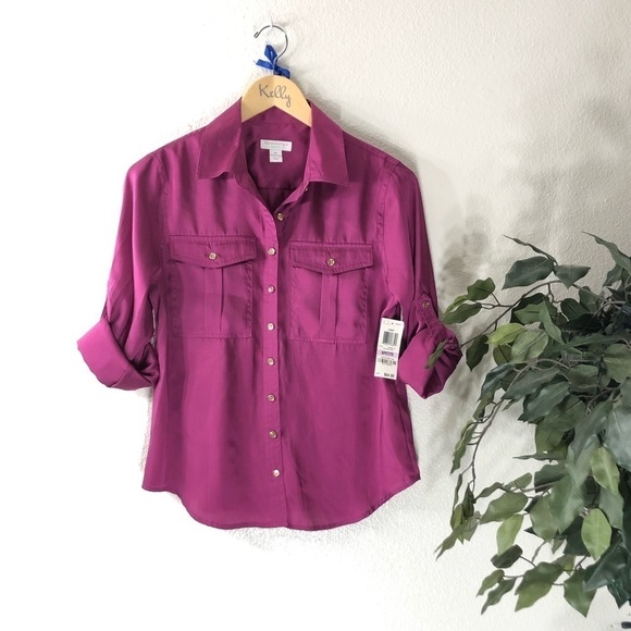 NWT PETITE Charter Club Button Down Top - Picture 1 of 6
